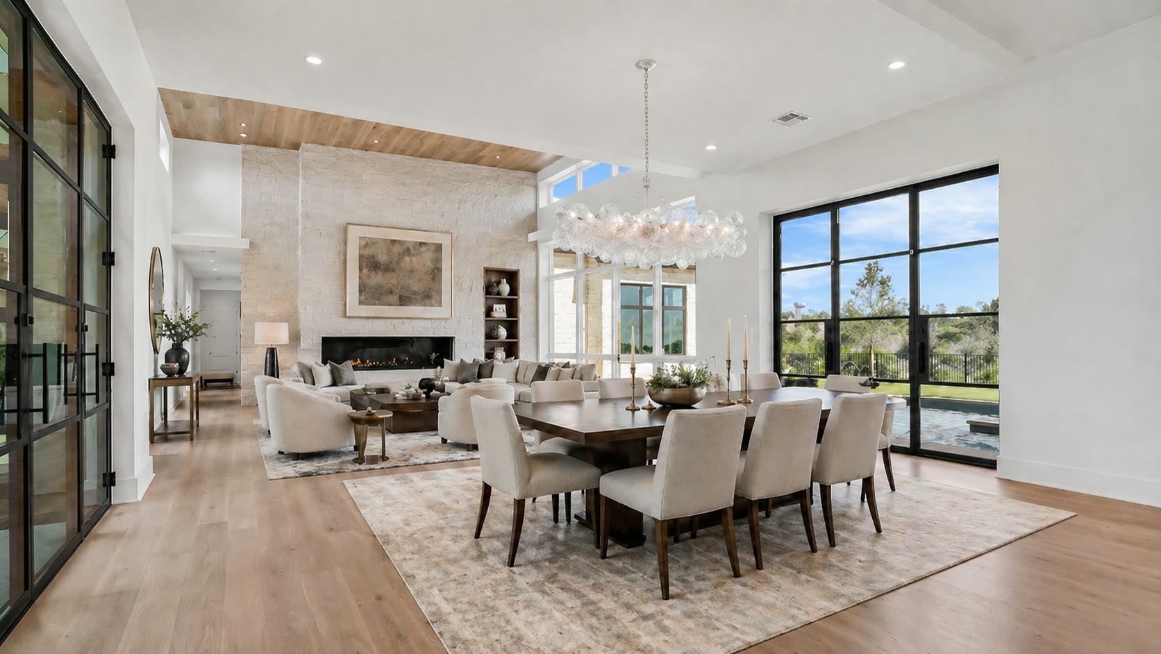Formal dining room at 1043 Overlook Parkway with wood floors and courtyard light
