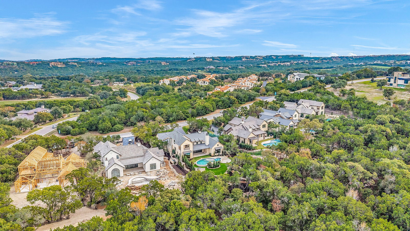 Aerial overview of the Amarra Cottages community within Amarra